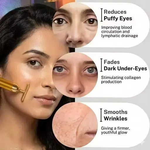 24K Gold Energy Beauty Bar Electric Facial Massage Roller