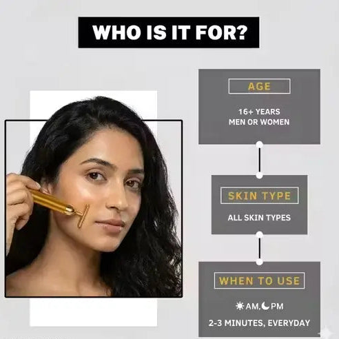 24K Gold Energy Beauty Bar Electric Facial Massage Roller